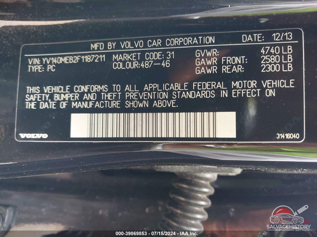 YV140MEB2F1187211 2015 VOLVO V60 photo no. 9