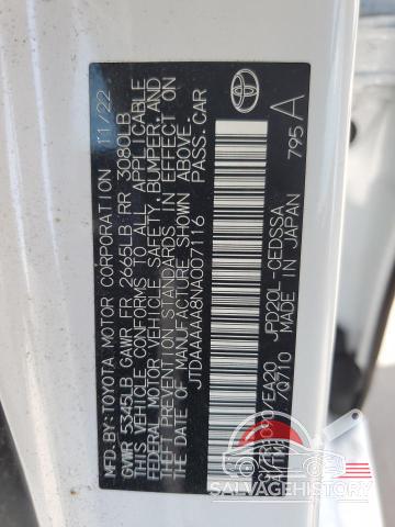 JTDAAAAA8NA007116 2022 TOYOTA MIRAI LE photo no. 12