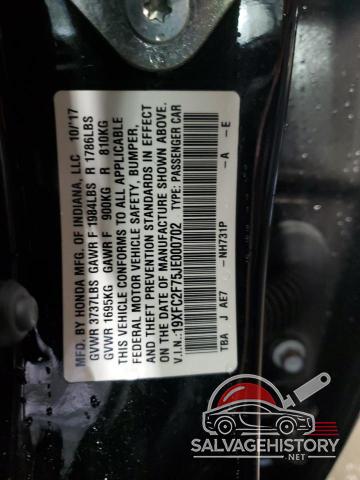 19XFC2F75JE000702 2018 HONDA CIVIC photo no. 13