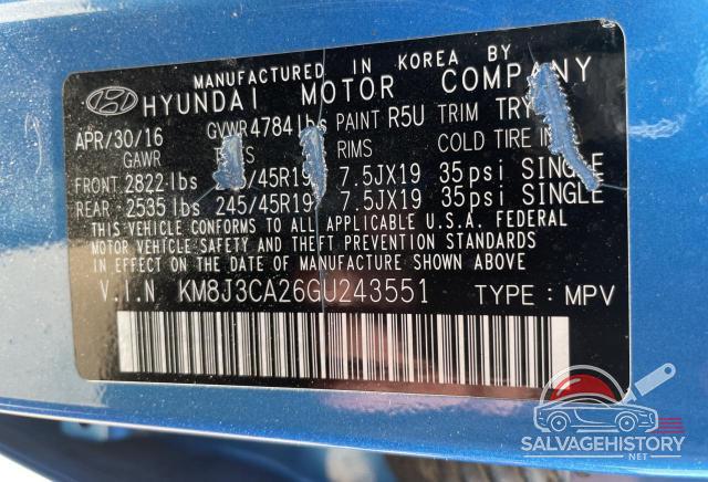KM8J3CA26GU243551 2016 HYUNDAI TUCSON photo no. 10