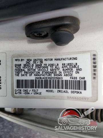 1NXBU40E39Z005663 2009 TOYOTA COROLLA photo no. 12