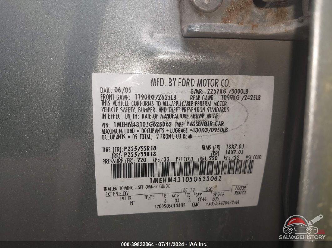 1MEHM43105G625062 2005 MERCURY MONTEGO photo no. 8