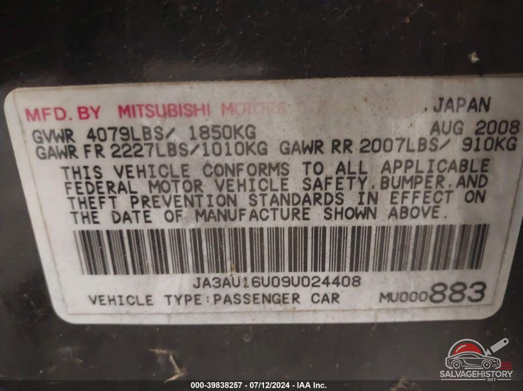 JA3AU16U09U024408 2009 MITSUBISHI LANCER photo no. 9