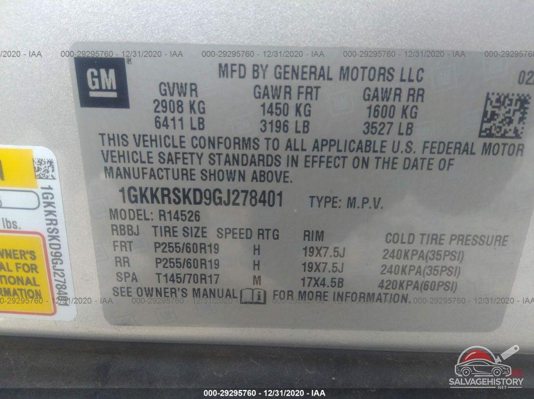 1GKKRSKD9GJ278401 2016 GMC ACADIA photo no. 9
