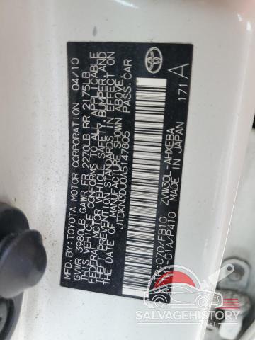 JTDKN3DU0A5147805 2010 TOYOTA PRIUS photo no. 12