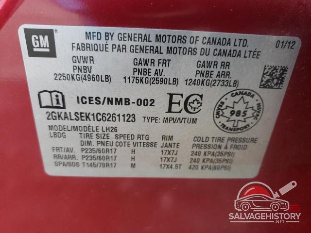 2GKALSEK1C6261123 2012 GMC TERRAIN photo no. 13