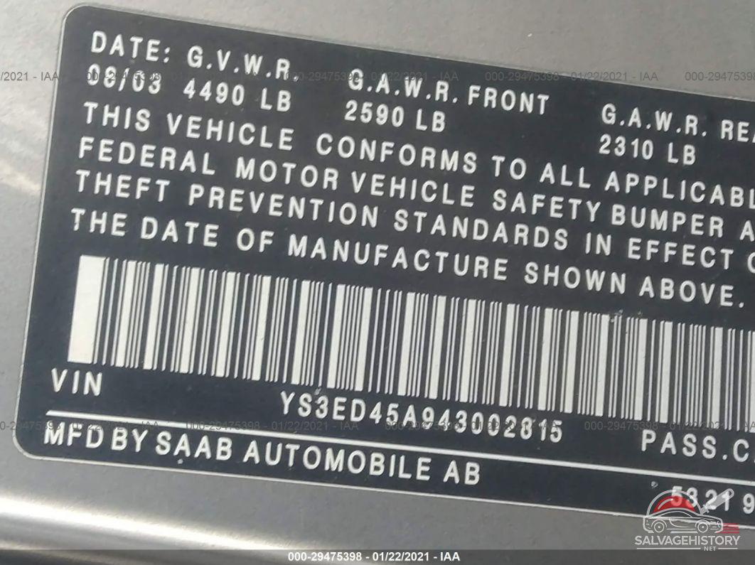 YS3ED45A943002815 2004 SAAB 9-5 photo no. 9
