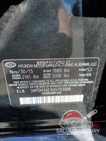 5NPDH4AE4GH793988 2016 HYUNDAI ELANTRA photo no. 12