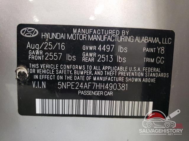 5NPE24AF7HH490381 2017 HYUNDAI SONATA photo no. 12