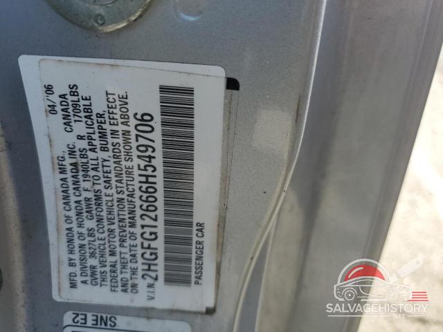 2HGFG12666H549706 2006 HONDA CIVIC photo no. 12