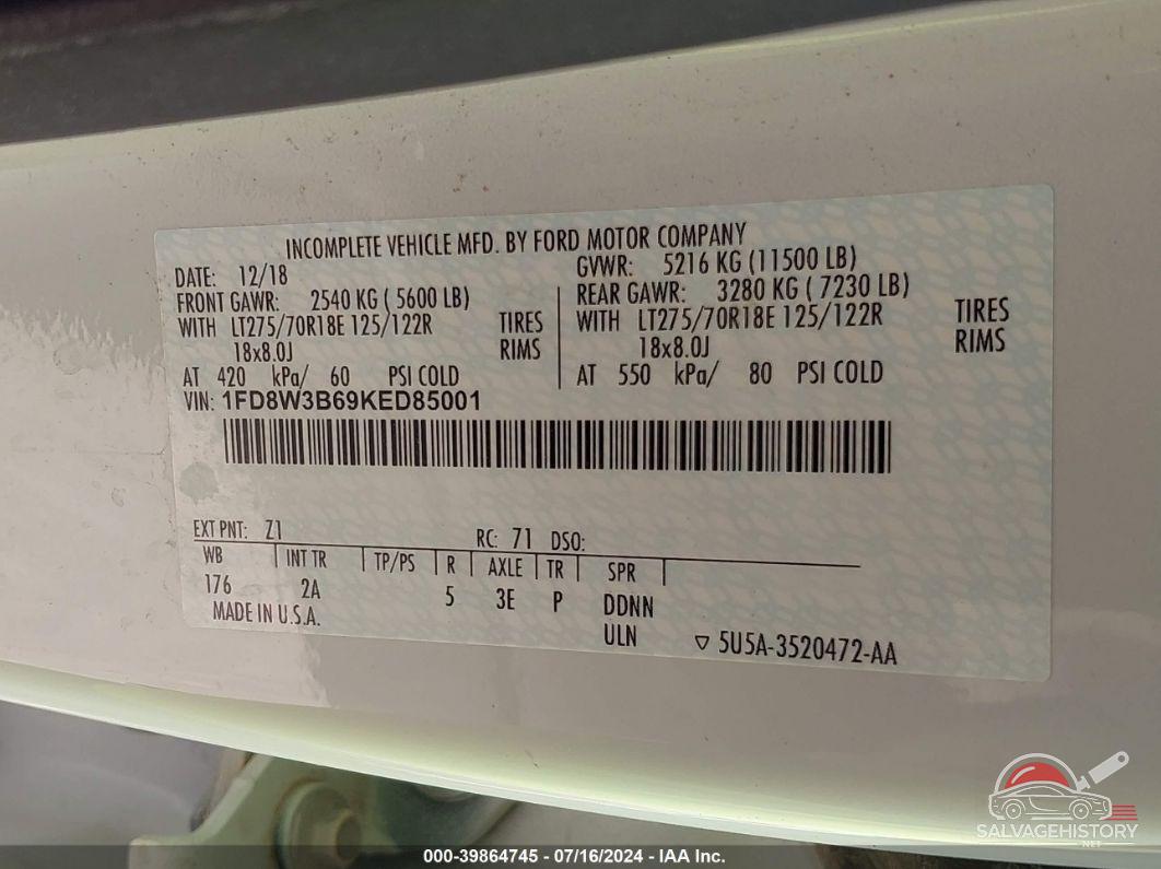 1FD8W3B69KED85001 2019 FORD F350 photo no. 8