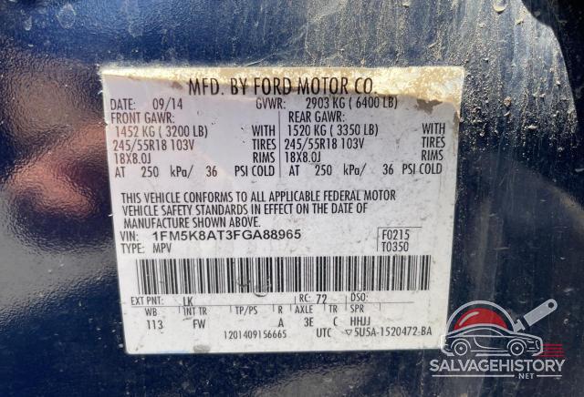 1FM5K8AT3FGA88965 2015 FORD EXPLORER photo no. 10