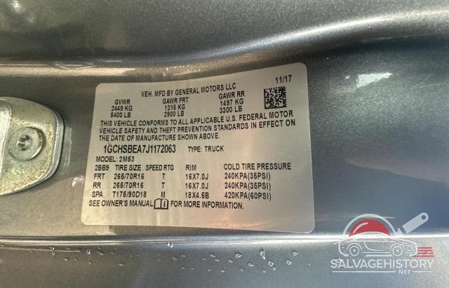 1GCHSBEA7J1172063 2018 CHEVROLET COLORADO photo no. 10