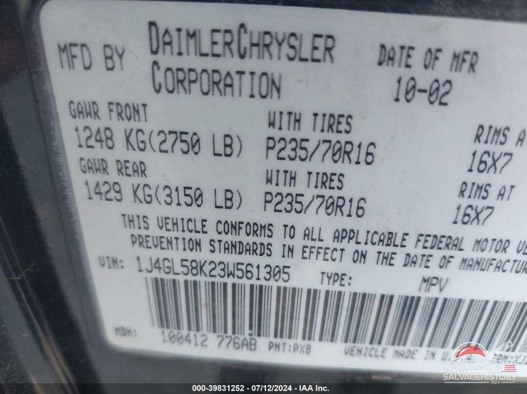 1J4GL58K23W561305 2003 JEEP LIBERTY photo no. 9