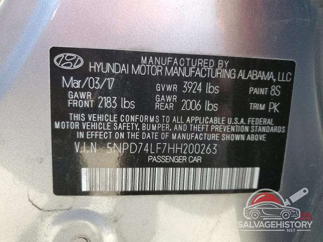 5NPD74LF7HH200263 2017 HYUNDAI ELANTRA photo no. 13