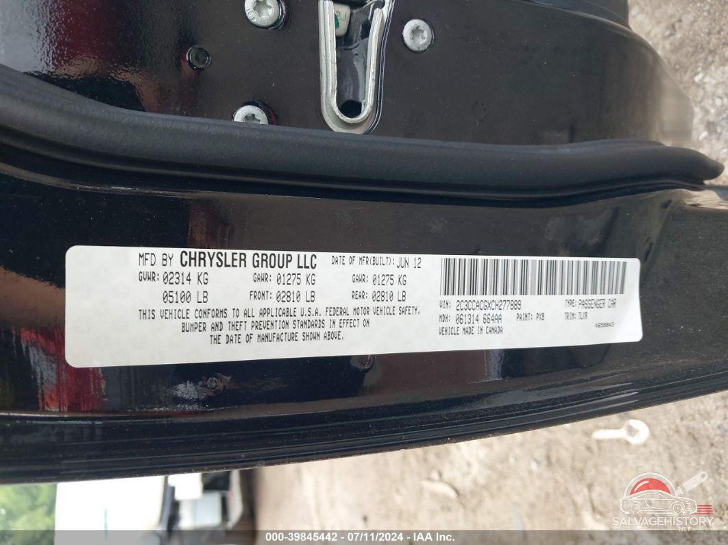 2C3CCACGXCH277889 2012 CHRYSLER 300 photo no. 9