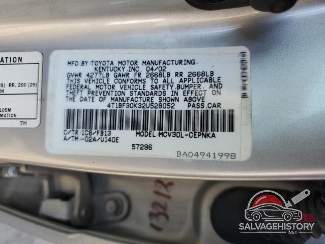 4T1BF30K32U528052 2002 TOYOTA CAMRY photo no. 12
