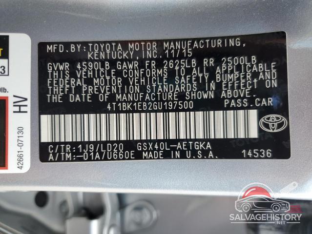 4T1BK1EB2GU197500 2016 TOYOTA AVALON photo no. 12