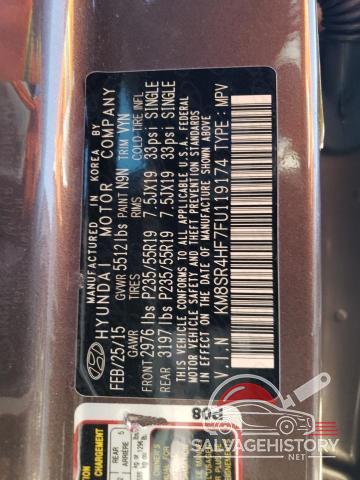 KM8SR4HF7FU119174 2015 HYUNDAI SANTA FE photo no. 13