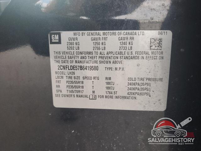 2CNFLDE57B6419580 2011 CHEVROLET EQUINOX photo no. 12