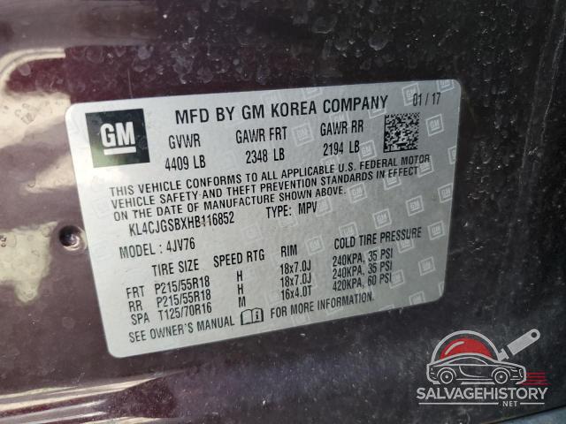 KL4CJGSBXHB116852 2017 BUICK ENCORE photo no. 13