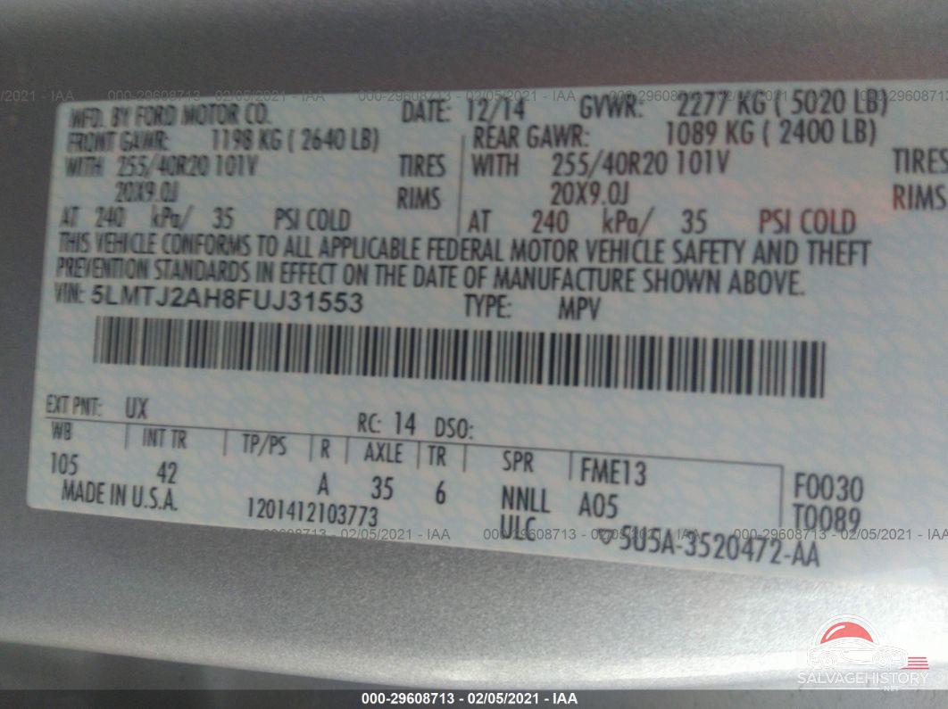 5LMTJ2AH8FUJ31553 2015 LINCOLN MKC photo no. 9