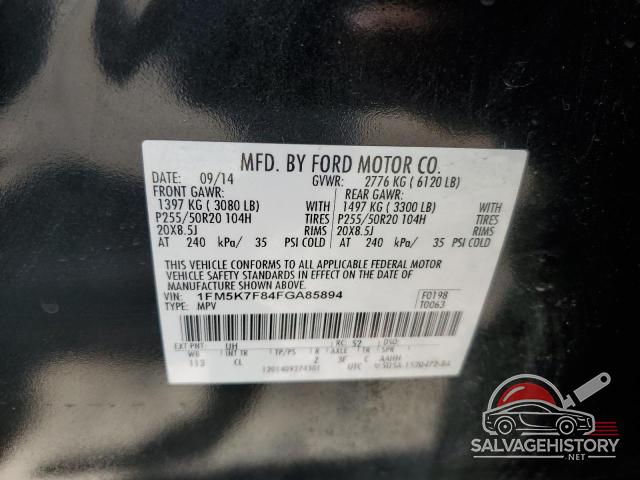1FM5K7F84FGA85894 2015 FORD EXPLORER photo no. 13