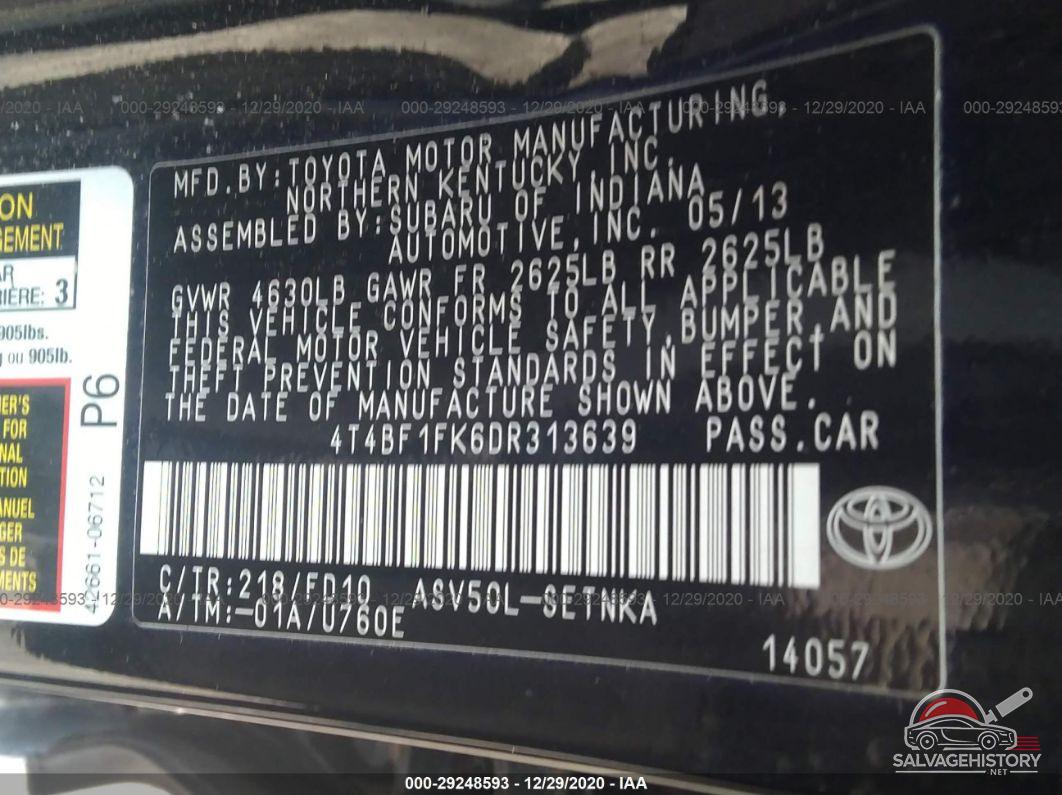 4T4BF1FK6DR313639 2013 TOYOTA CAMRY photo no. 9