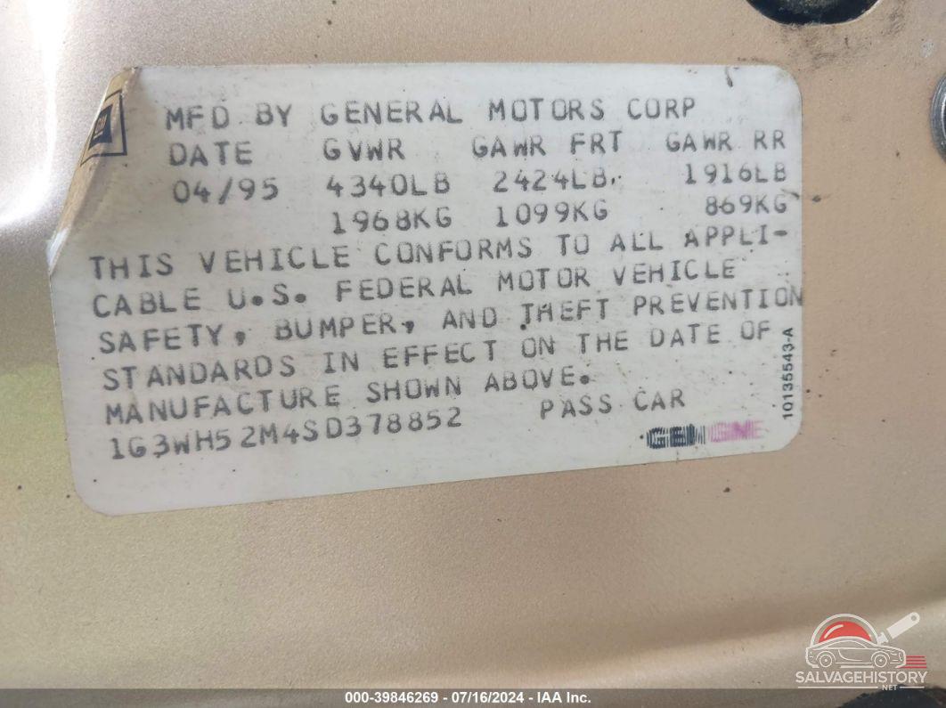 1G3WH52M4SD378852 1995 OLDSMOBILE CUTLASS SUPREME photo no. 9
