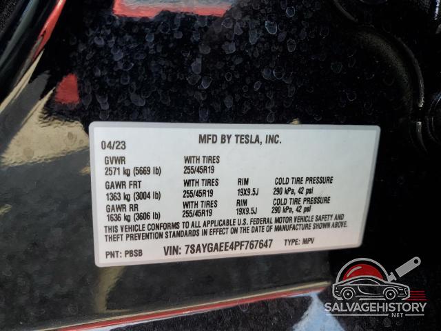 7SAYGAEE4PF767647 2023 TESLA MODEL Y photo no. 13