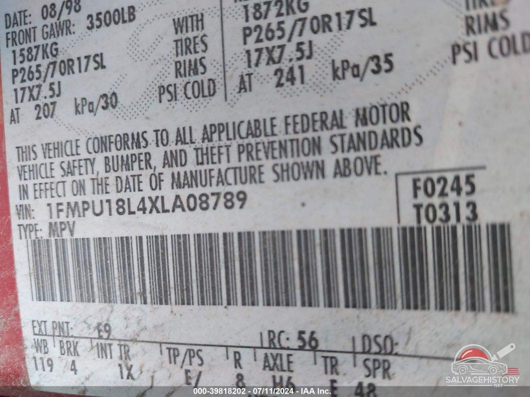 1FMPU18L4XLA08789 1999 FORD EXPEDITION photo no. 9