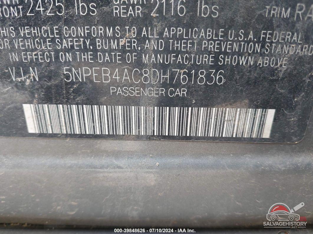 5NPEB4AC8DH761836 2013 HYUNDAI SONATA photo no. 9