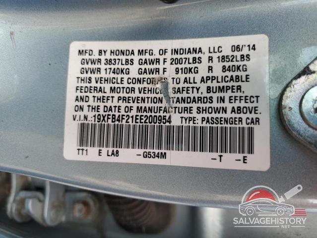 19XFB4F21EE200954 2014 HONDA CIVIC photo no. 12