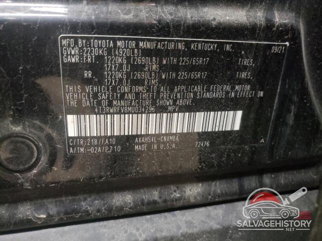 4T3RWRFV8MU034296 2021 TOYOTA RAV4 photo no. 12