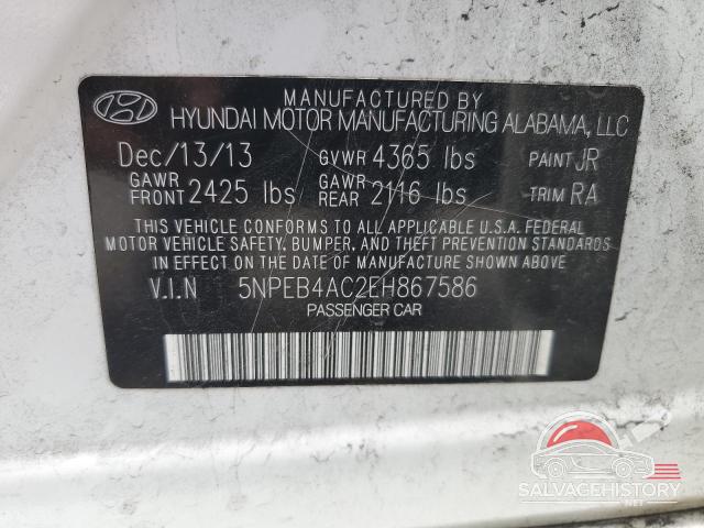 5NPEB4AC2EH867586 2014 HYUNDAI SONATA photo no. 12