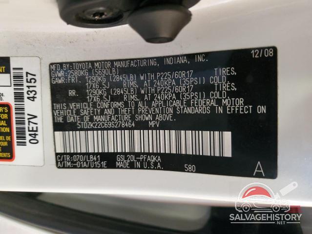 5TDZK22C69S278464 2009 TOYOTA All Models photo no. 13