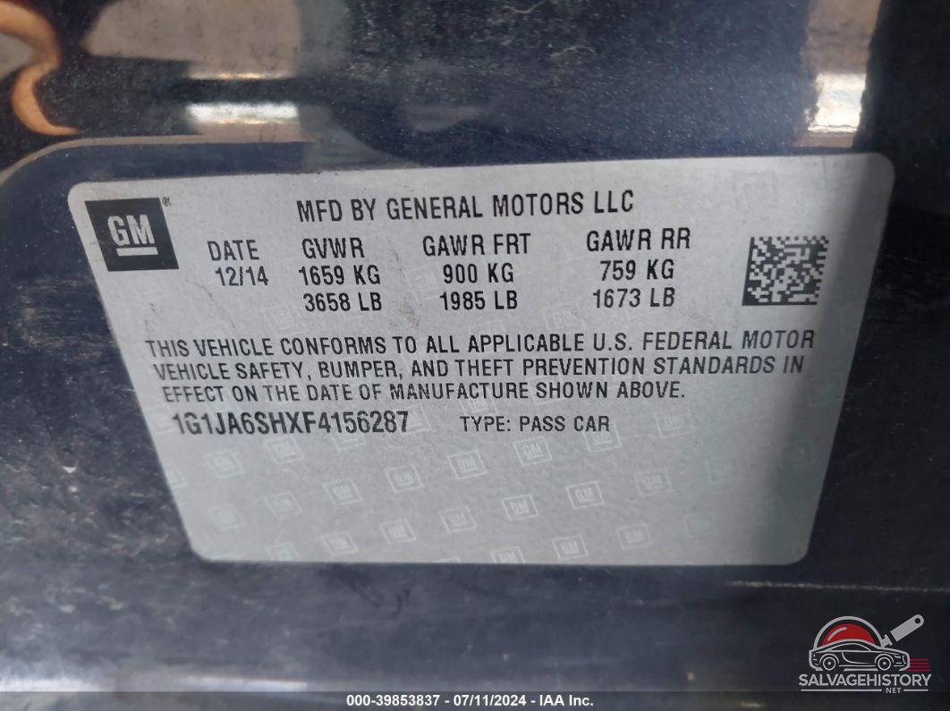 1G1JA6SHXF4156287 2015 CHEVROLET SONIC photo no. 9