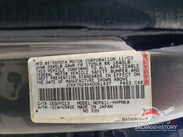 JTKKT624X40061437 2004 SCION XA photo no. 12