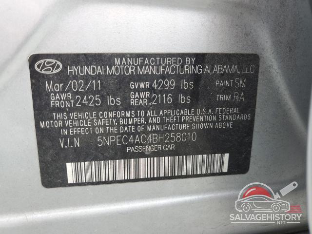 5NPEC4AC4BH258010 2011 HYUNDAI SONATA photo no. 12