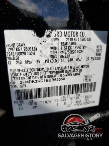 2FMDK3KC1BBB63550 2011 FORD EDGE photo no. 13