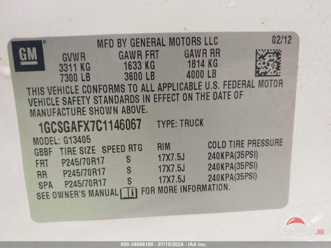 1GCSGAFX7C1146067 2012 CHEVROLET EXPRESS 1500 photo no. 9
