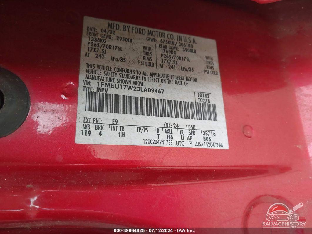 1FMEU17W23LA09467 2003 FORD EXPEDITION photo no. 9