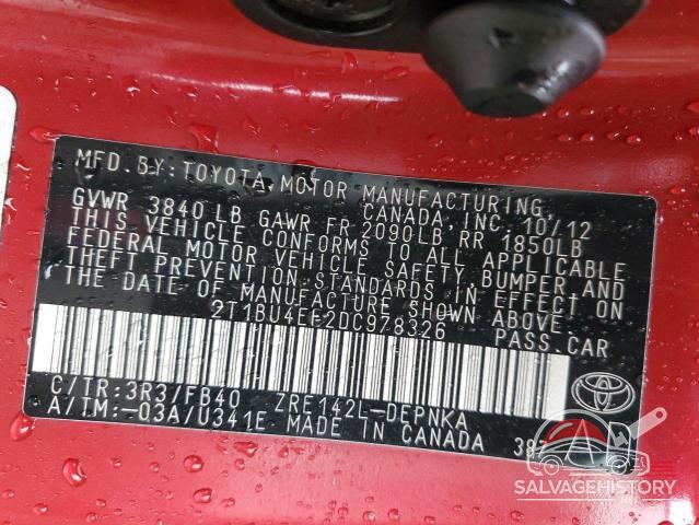 2T1BU4EE2DC978326 2013 TOYOTA COROLLA photo no. 12