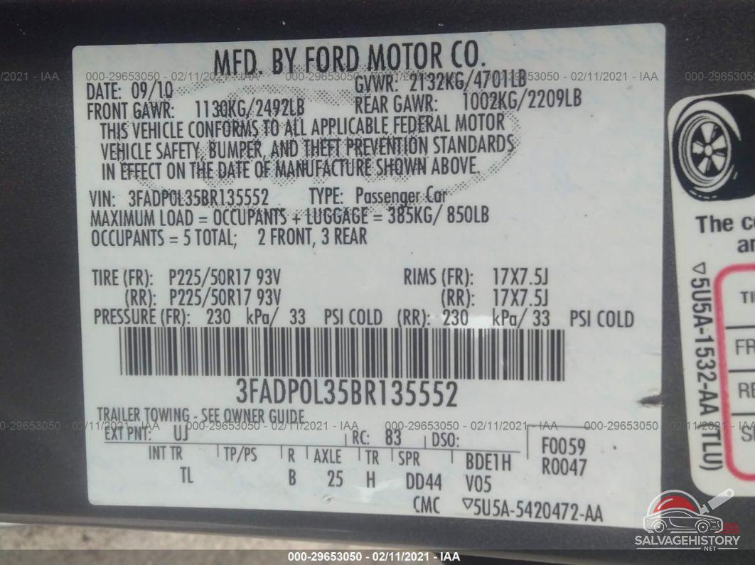 3FADP0L35BR135552 2011 FORD FUSION photo no. 9