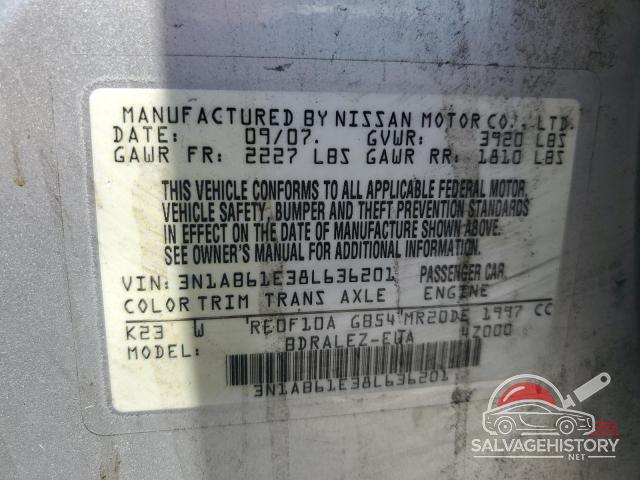 3N1AB61E38L636201 2008 NISSAN SENTRA photo no. 12