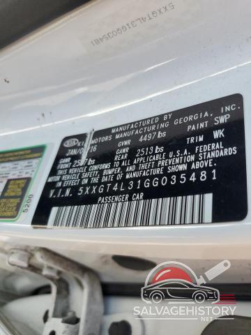 5XXGT4L31GG035481 2016 KIA OPTIMA photo no. 12