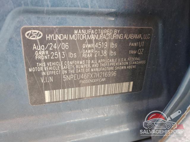 5NPEU46FX7H216996 2007 HYUNDAI SONATA photo no. 12