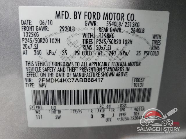 2FMDK4KC7ABB68417 2010 FORD EDGE photo no. 13