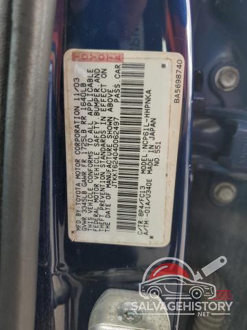 JTKKT624040062497 2004 TOYOTA SCION photo no. 12