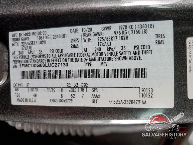 1FMCU0G60LUC27130 2020 FORD ESCAPE photo no. 12
